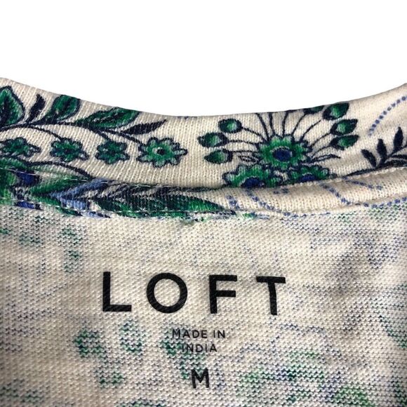 LOFT Sweater Top Womens M Floral Garden Puff Sleeve Lightweight Cottagecore Boho - Picture 4 of 14